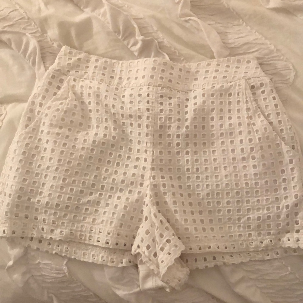White eyelet shorts